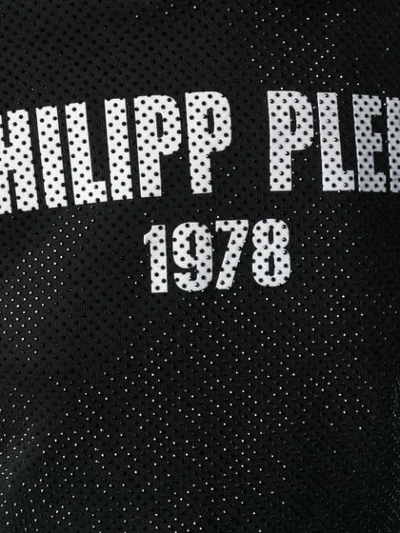 Shop Philipp Plein Logo Printed Cropped Hoodie In Black