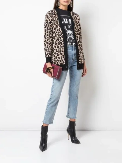 Shop Alice And Olivia Bradford Leopard-print Cardigan In Black