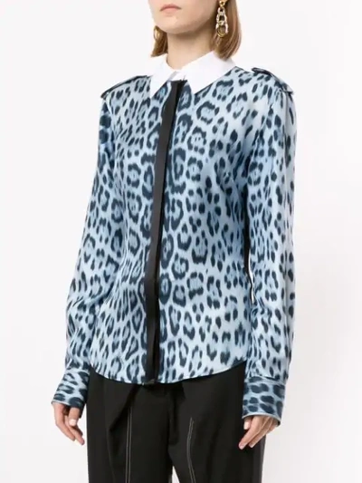 Shop Roberto Cavalli Leopard Print Shirt In Blue