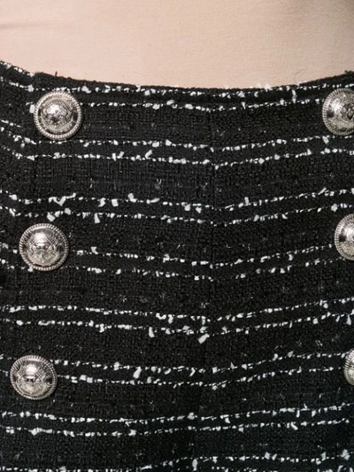 Shop Balmain Frayed Tweed Shorts In Black