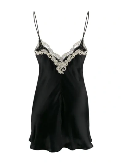 Shop La Perla Maison Lace Trim Slip Dress In Black