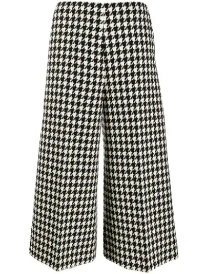 Shop Gucci Houndstooth Print Cropped Trousers In Black