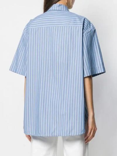 WALK OF SHAME CONTRAST PIPING STRIPED SHIRT - 蓝色