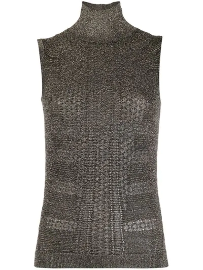 Shop Chloé Knitted Metallic Top In Black