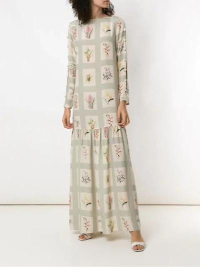 Shop Adriana Degreas Silk Maxi Dress In Verde