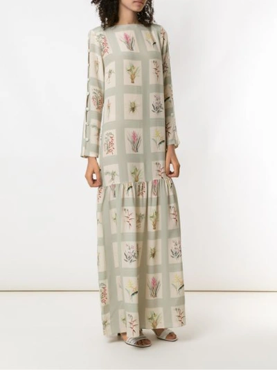 Shop Adriana Degreas Silk Maxi Dress In Verde