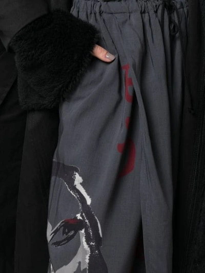 Shop Yohji Yamamoto Printed Draped Skirt In Grey