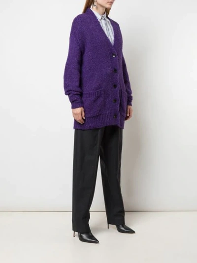 Shop Isabel Marant Étoile Oversized Long Cardigan In Purple