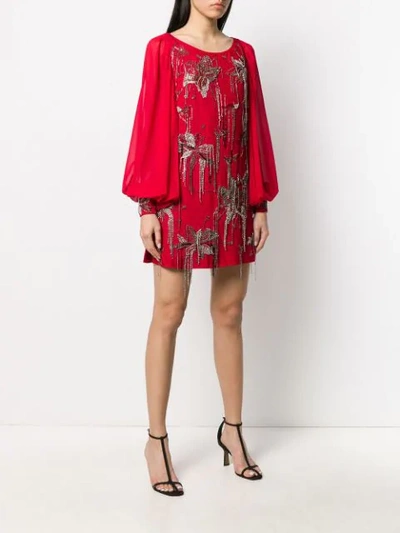 Shop Amen Embellished Short Dress In Red