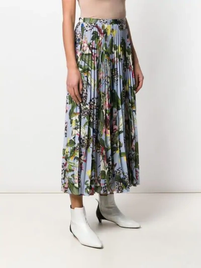 Shop Erdem Floral Pleated Skirt In Blue