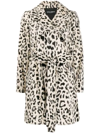 Shop Dolce & Gabbana Double-breasted Leopard Coat In Neutrals