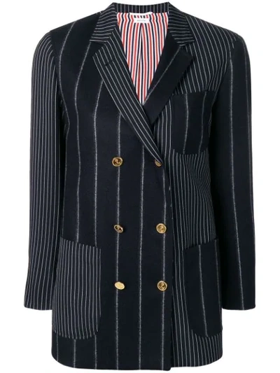 Shop Thom Browne Shadow Stripe Flannel Sack Jacket In Blue