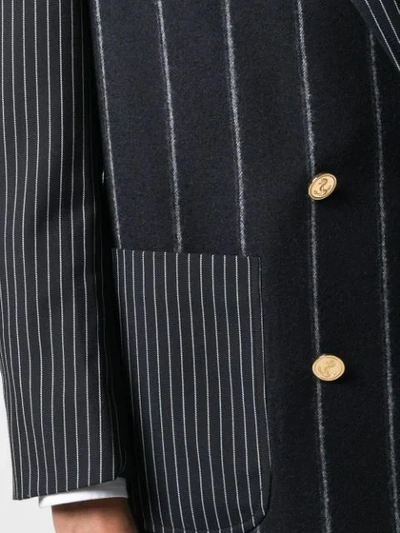 Shop Thom Browne Shadow Stripe Flannel Sack Jacket In Blue