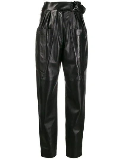 Shop Isabel Marant High-waisted Leather Trousers In Black