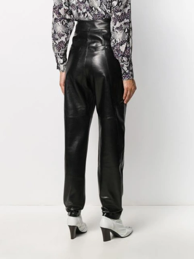 Shop Isabel Marant High-waisted Leather Trousers In Black