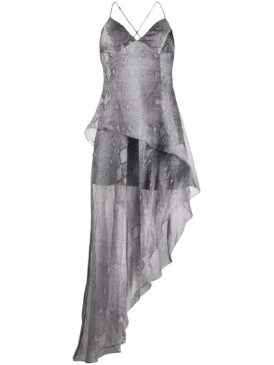 Shop Amiri Snake Printed Long Dress In Silver