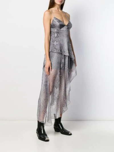 Shop Amiri Snake Printed Long Dress In Silver