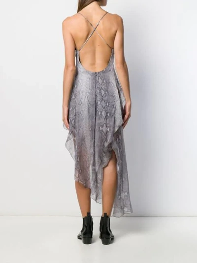 Shop Amiri Snake Printed Long Dress In Silver