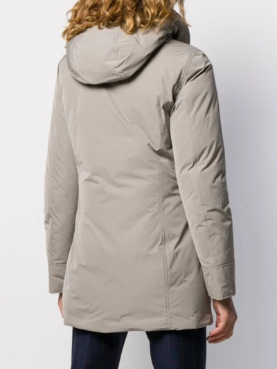 Shop Woolrich Fur-trimmed Hooded Zip-up Coat In Neutrals