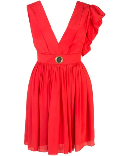 Shop Fausto Puglisi Asymmetric-shoulder Mini Dress In Red