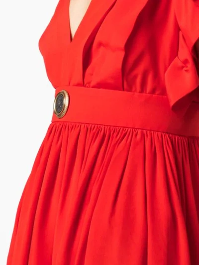 Shop Fausto Puglisi Asymmetric-shoulder Mini Dress In Red