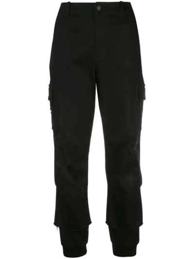 Shop Alice And Olivia Cropped Cargo Trousers In Black