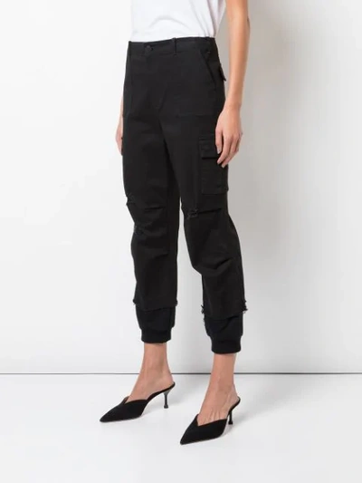 Shop Alice And Olivia Cropped Cargo Trousers In Black