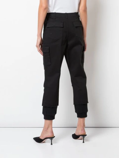 Shop Alice And Olivia Cropped Cargo Trousers In Black