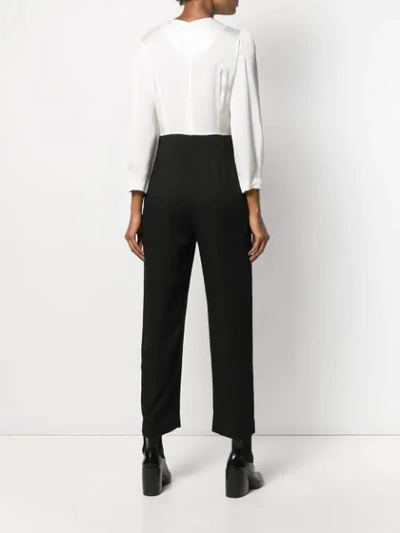 Shop Sandro Contrast Long-sleeve Jumpsuit In White