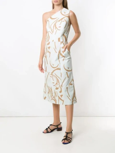 Shop Andrea Marques Printed Asymmetric Dress In Neutrals