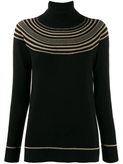 Shop D-exterior Striped Knitted Jumper In Black