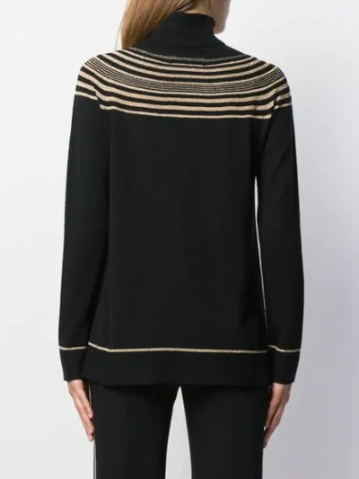 Shop D-exterior Striped Knitted Jumper In Black