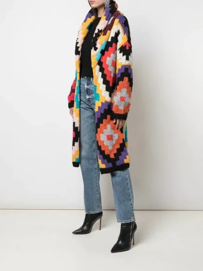 Shop Alice And Olivia Astrid Geometric Cardi-coat In Multi