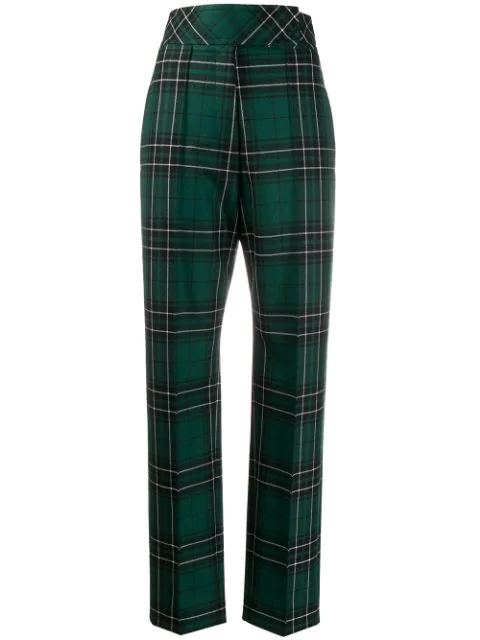 dark green tartan trousers