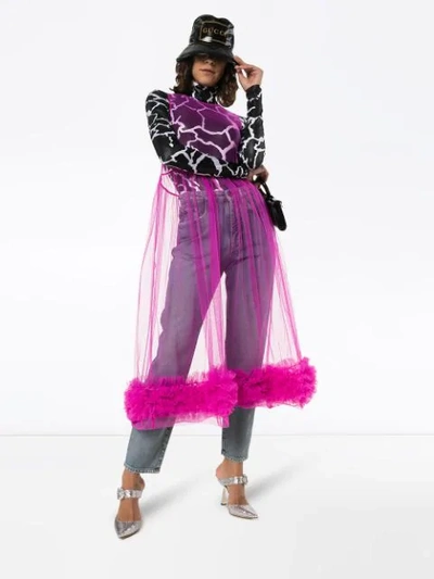 Shop Molly Goddard Ruffled Hem Sheer Dress - Pink