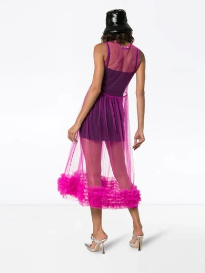 Shop Molly Goddard Ruffled Hem Sheer Dress - Pink