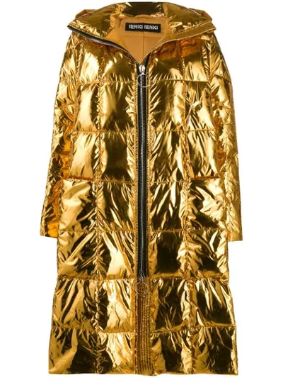 Shop Ienki Ienki Pyramide Metallic Padded Coat In Gold