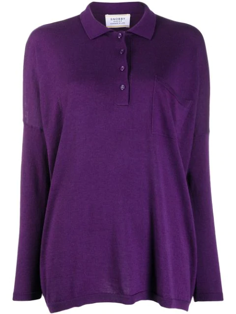 purple long sleeve polo
