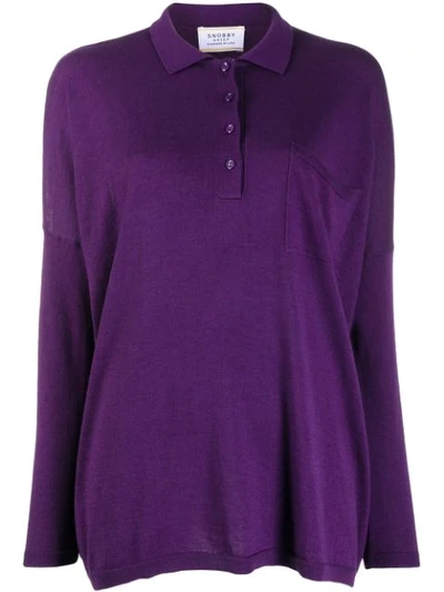 Shop Snobby Sheep .long Sleeve Polo Shirt In Purple