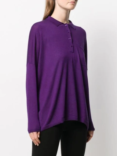 Shop Snobby Sheep .long Sleeve Polo Shirt In Purple