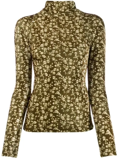 Shop Dodo Bar Or Rollneck Floral Slim-fit Sweater In Green