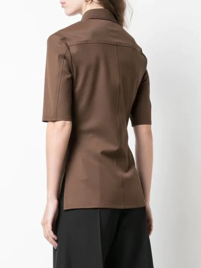 Shop Kwaidan Editions Zipped Polo Shirt In Brown