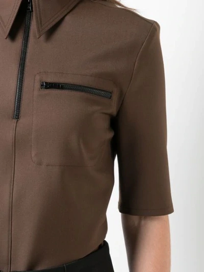 Shop Kwaidan Editions Zipped Polo Shirt In Brown