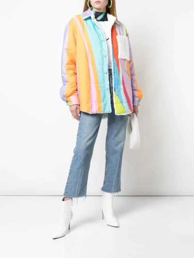 Shop Natasha Zinko Oversized Teddy Rainbow Jacket In Multicolour