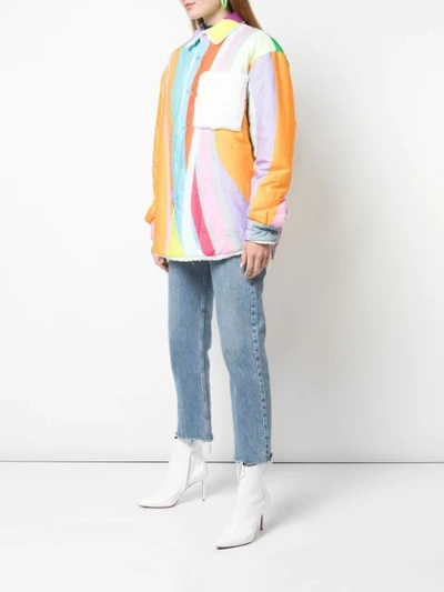 Shop Natasha Zinko Oversized Teddy Rainbow Jacket In Multicolour