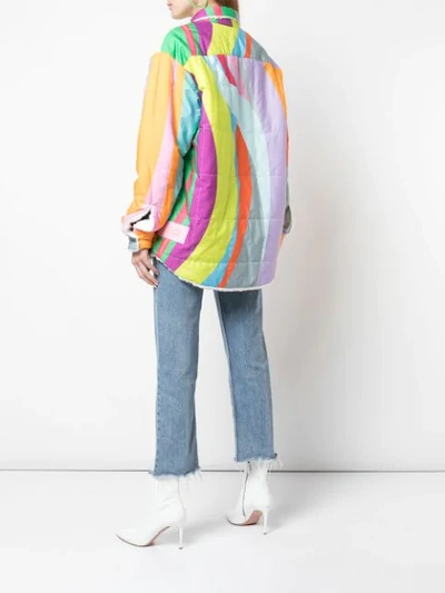 Shop Natasha Zinko Oversized Teddy Rainbow Jacket In Multicolour