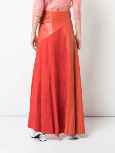 Shop Alejandra Alonso Rojas Buckled Waist Skirt In Orange