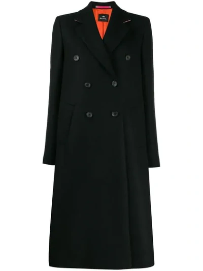 Shop Ps By Paul Smith Double Buttoned Coat In Black