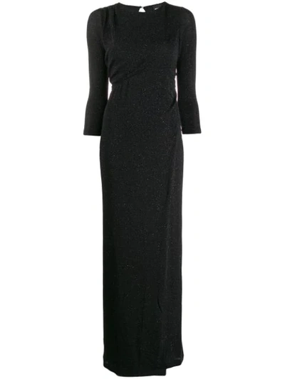 Shop Just Cavalli Cropped Sleeve Long Dress In Black