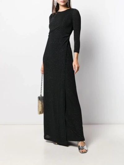 Shop Just Cavalli Cropped Sleeve Long Dress In Black